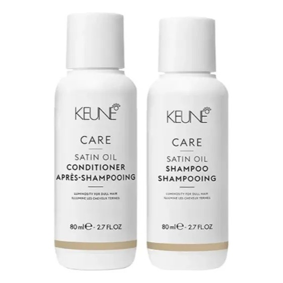 Keune Kit Shampoo E Condicionador Satin Oil 80ml Viagem cabelos secos e ressecados