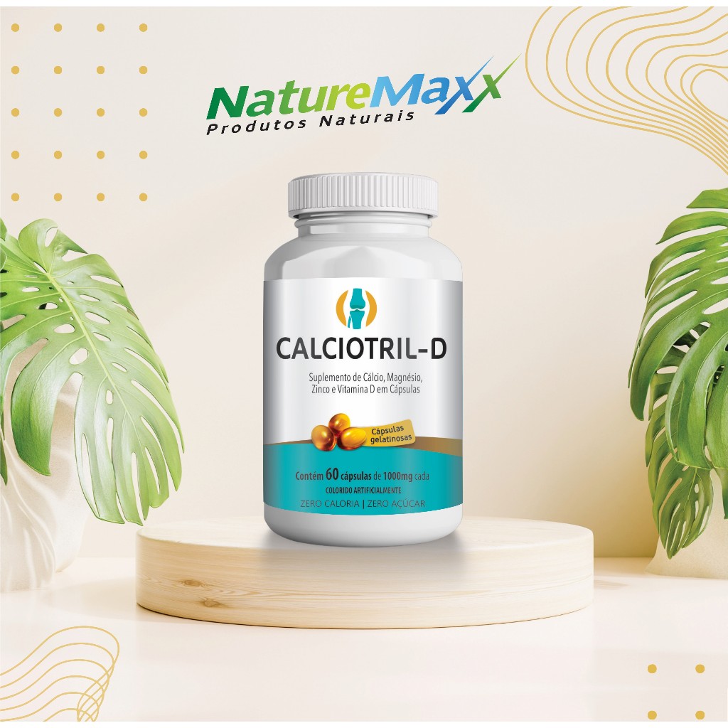 Cálcio Magnésio Zinco Vitamina D ÓleoCaps Softgel 1000mg 60 Cápsulas - Suplemento Alimentar Natural