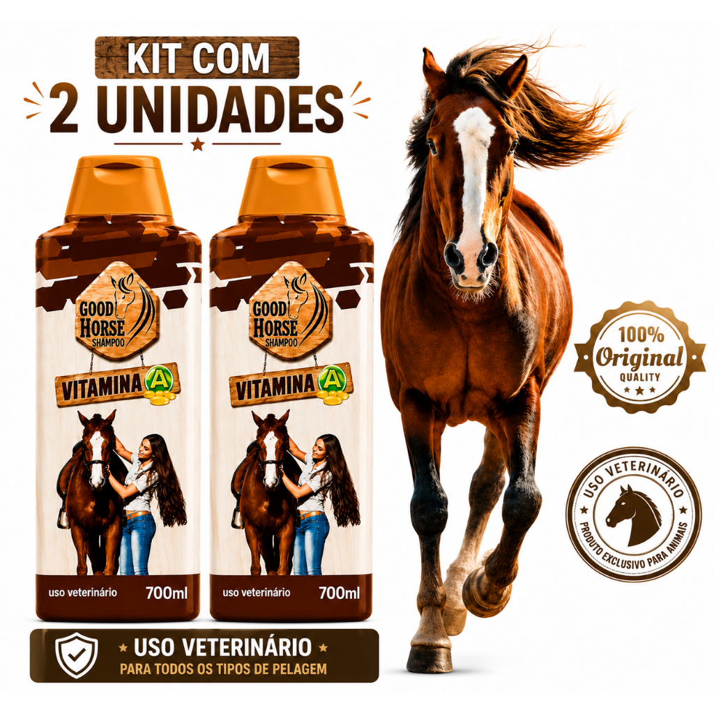 Kit 2 Shampoos Good Horse 700ml Para Todos os Tipos de Pelagem - Uso Veterinário