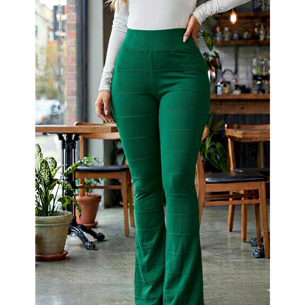 CALÇA FEMININA BANDAGEM FLARE CINTURA ALTA MODELADORA ELEGANTE