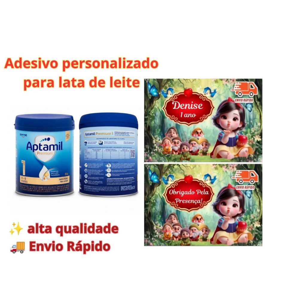 Adesivo para Lata de Leite PERSONALIZADO 800g ( Nestogeno, Ninho, Aptamil).FAZEMOS TODOS TEMAS adesivo, frente e verso