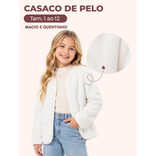 Casaco de Pelo Soft Infantil Menina Inverno Quentinho Macio Tamanhos 1 ao 12