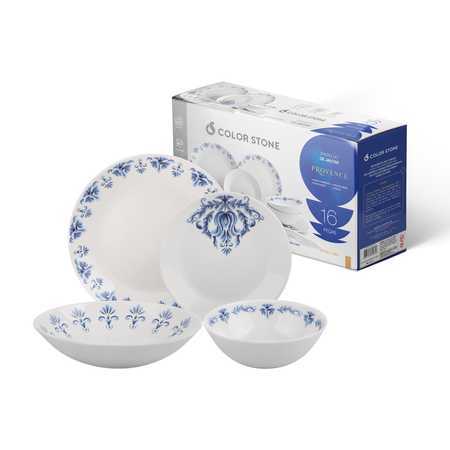Imagem Aparelho de Jantar 16 Peças Provence Azul para 4 Pessoas com Pratos e Bowls Mesa Posta Elegante