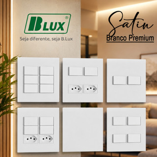 Conjunto Kit 4X4 Tomada Branca 10A 20A Recta Satin Branco Fosco Tecla Dupla Triplo Simples Paralelo