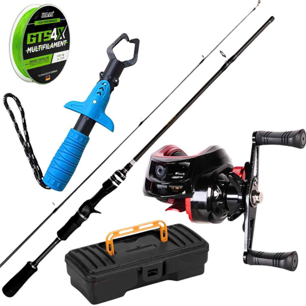 Carretilha De Pesca Anti Cabeleira Arrasto 10 kg Vara Fibra Isca Artificial Linha Multifilamento Kit