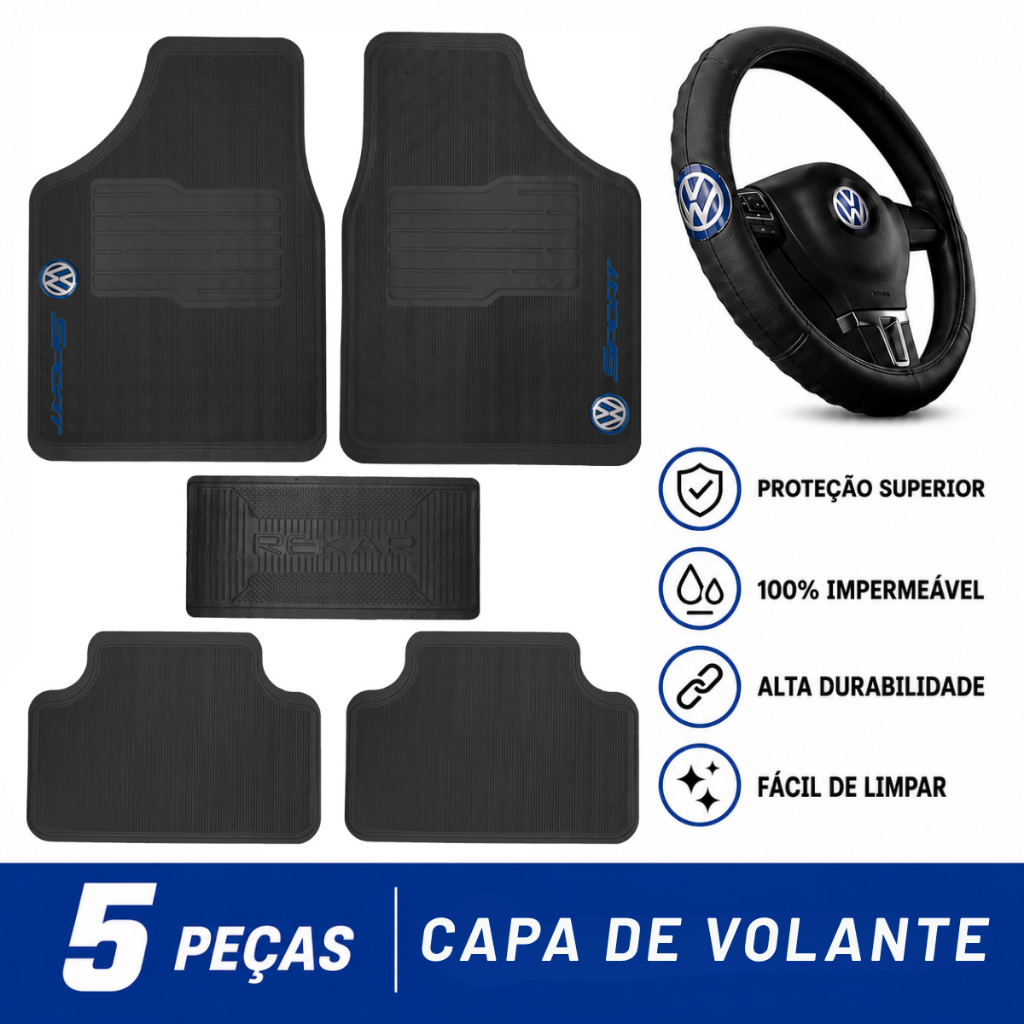tapete personalizado automotivo Volkswagen + Capa de volante