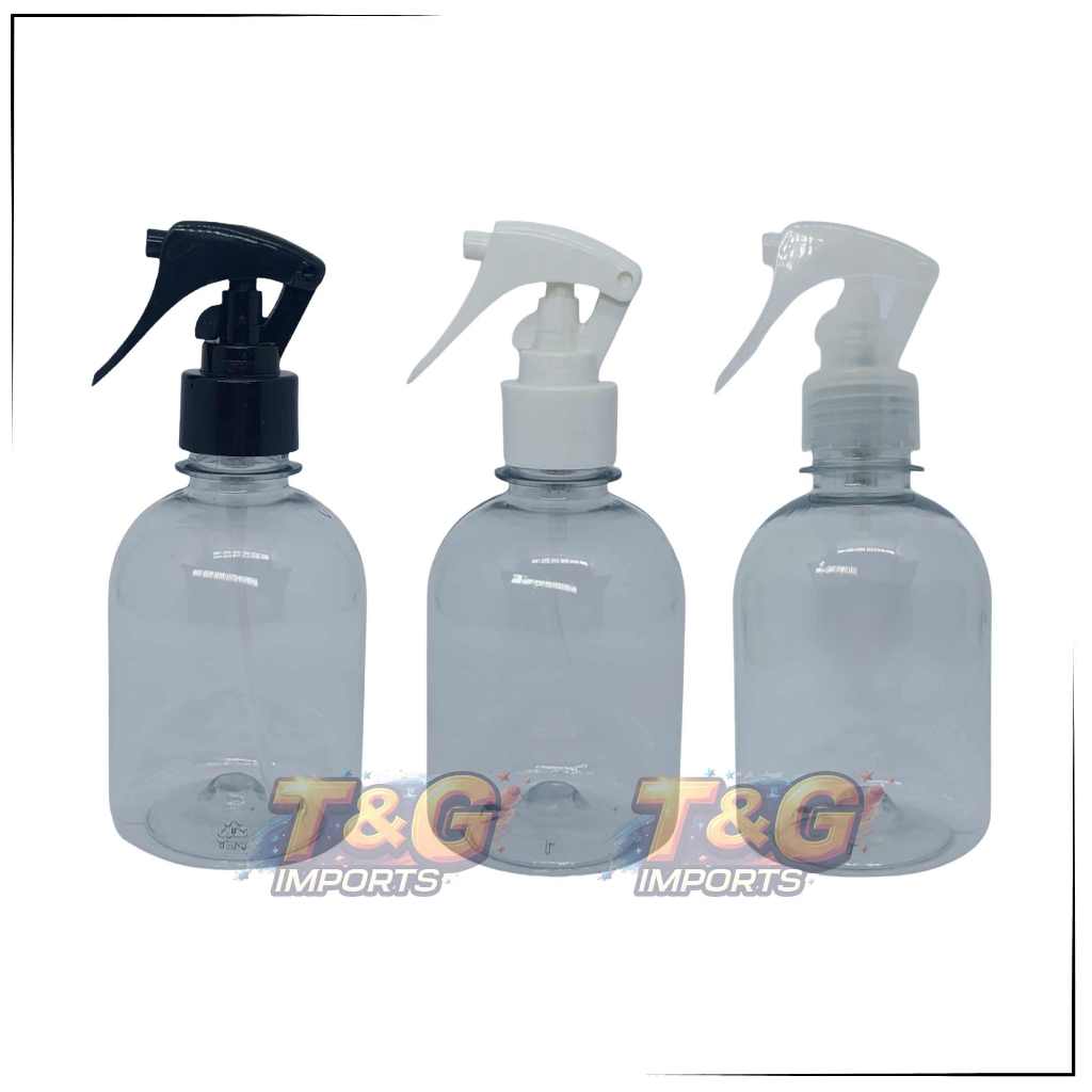 Kit 5 Frascos Pet 250ml Com Válvula Trigger Mini-Gatilho Diversas Cores Branco, Transparente, Preto