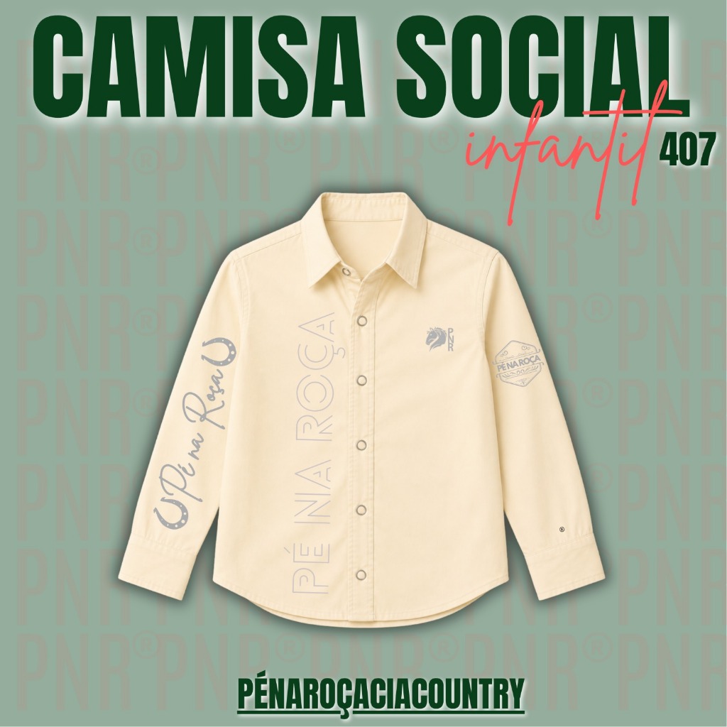Camisa Social Infantil Tricoline Unisexx Rodeios manga longa festas country cavalos haras COD407