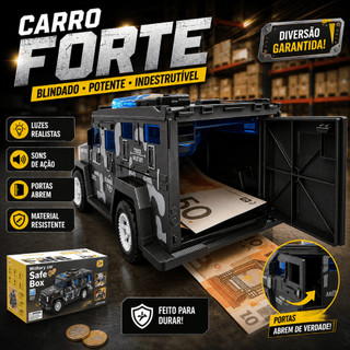 Carro Forte Militar Cofre Armazena Dinheirinho com Luzes e Sons Polícia
