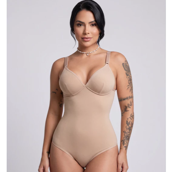 Body Feminino Modelador com Bojo e Alça de Alta Sustentação Confortável para o Dia a Dia