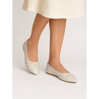 Sapatilha Feminina Bico Fino Detalhe Cruzado Costurado Elegante Casual Inverno Confortável Macia Rasteirinha