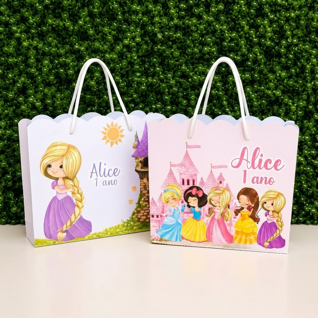 Sacolinhas Princesas Personalizada Festa Aniversário Infantil Lembrancinha Festa