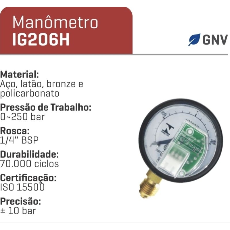 Manômetro GNV IG206H