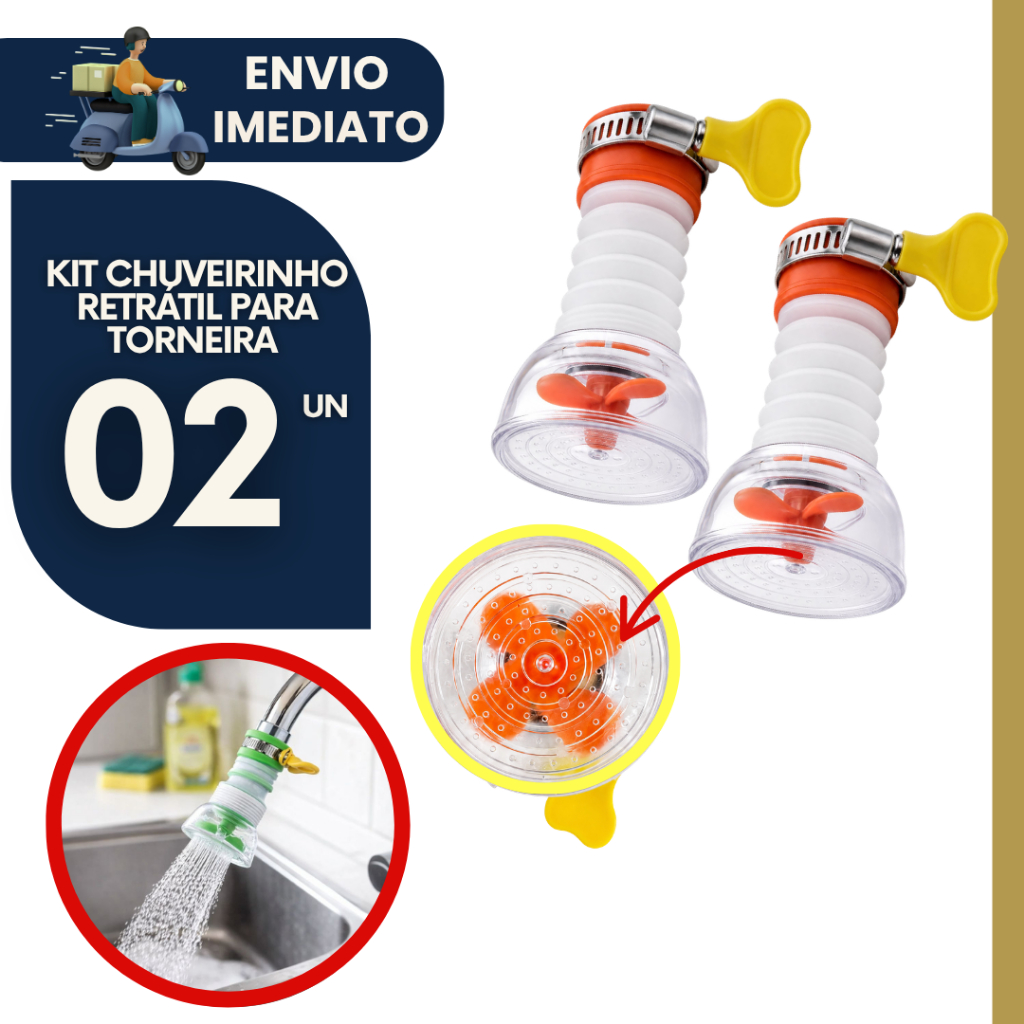 Kit 2 Bico de Torneira Chuveirinho 360° Universal Cozinha Econômico Giratório Arejador de Torneira