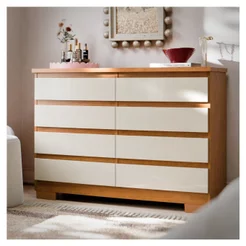 Cômoda 8 Gavetas Grande Com Corrediça Telescópica Pés Para Quarto Adulto Grande Guarda Roupas Grécia