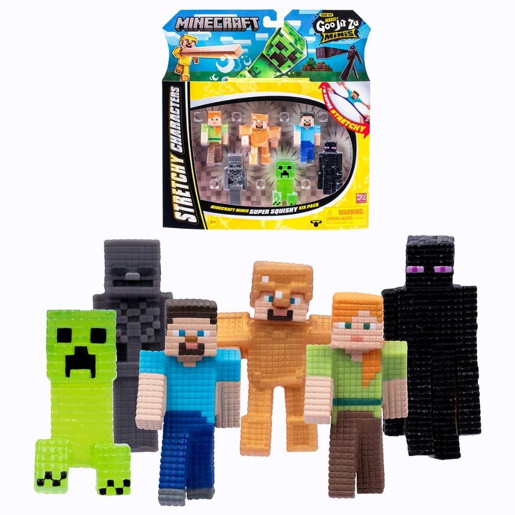 6 Mini Bonecos Elásticos do Minecraft - Goo Jit Zu Minecraft