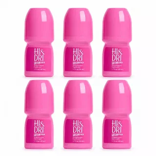 Kit C/6 Desodorante Roll-On Hi&Dri Powder Fresh 50ml Antitranspirante
