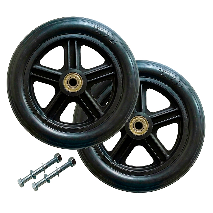 Rodinhas Dianteira Aro 6 para Cadeira de Rodas - kit de 2 Unidades com Rolamentos e Eixos Completos