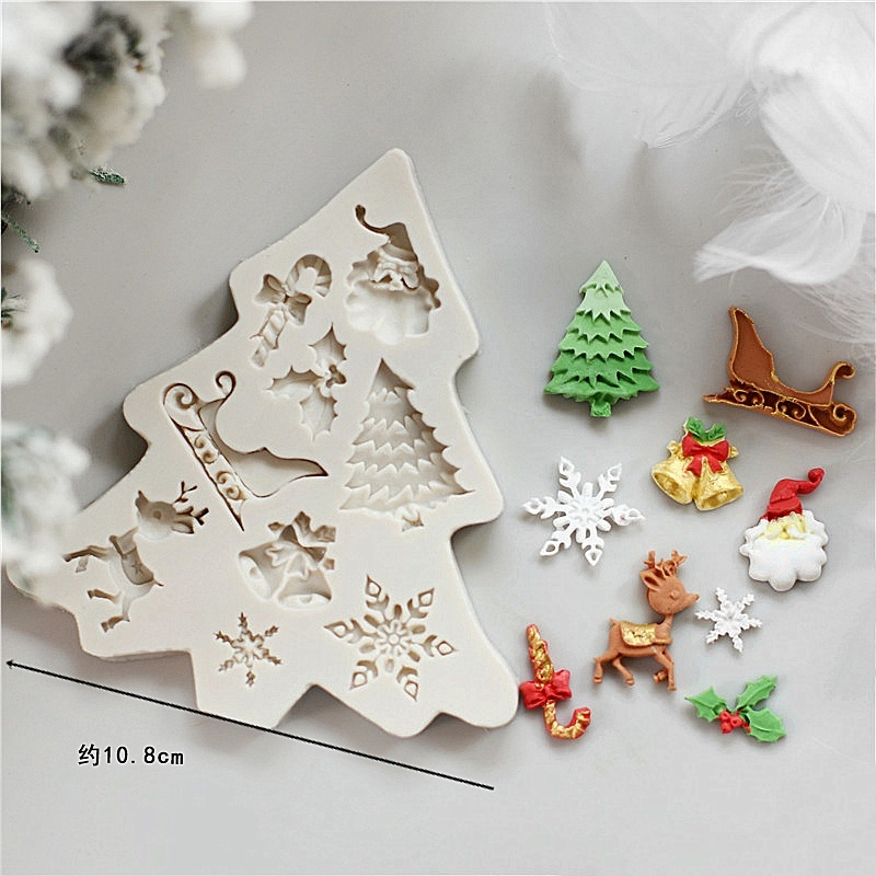 Molde de Silicone Biscuit Artesanato e Confeitaria Kit Miniaturas Natalinas