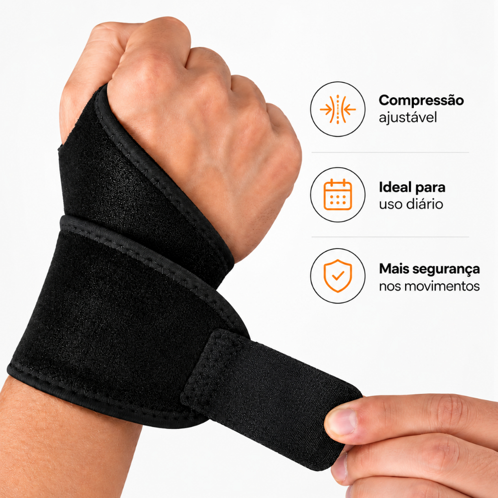 Munhequeira Compressão Ajustável Para Punho Ergonômica Tendinite Bilateral