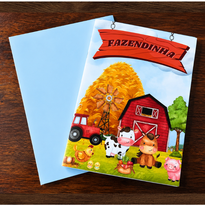 livrinho/revistinha de colorir Fazendinha Aquarela Lembrancinha personalizada