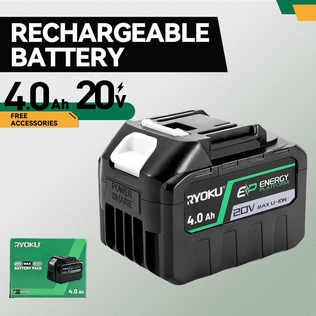 Bateria De Íon De Lítio 20v Ryoku Para Ferramentas Elétricas