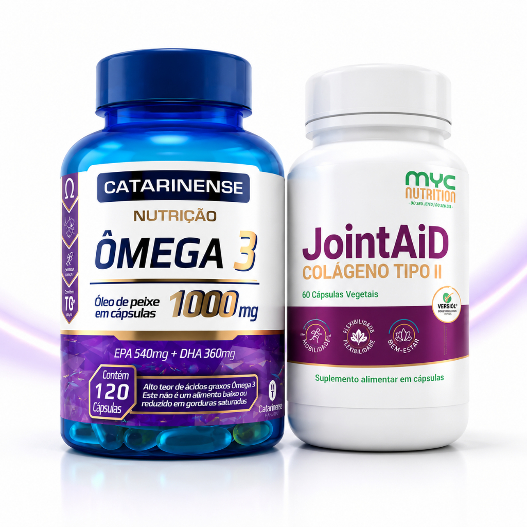 Kit JointAid Colágeno Tipo II + Ômega 3 1000mg Articulações e Mobilidade