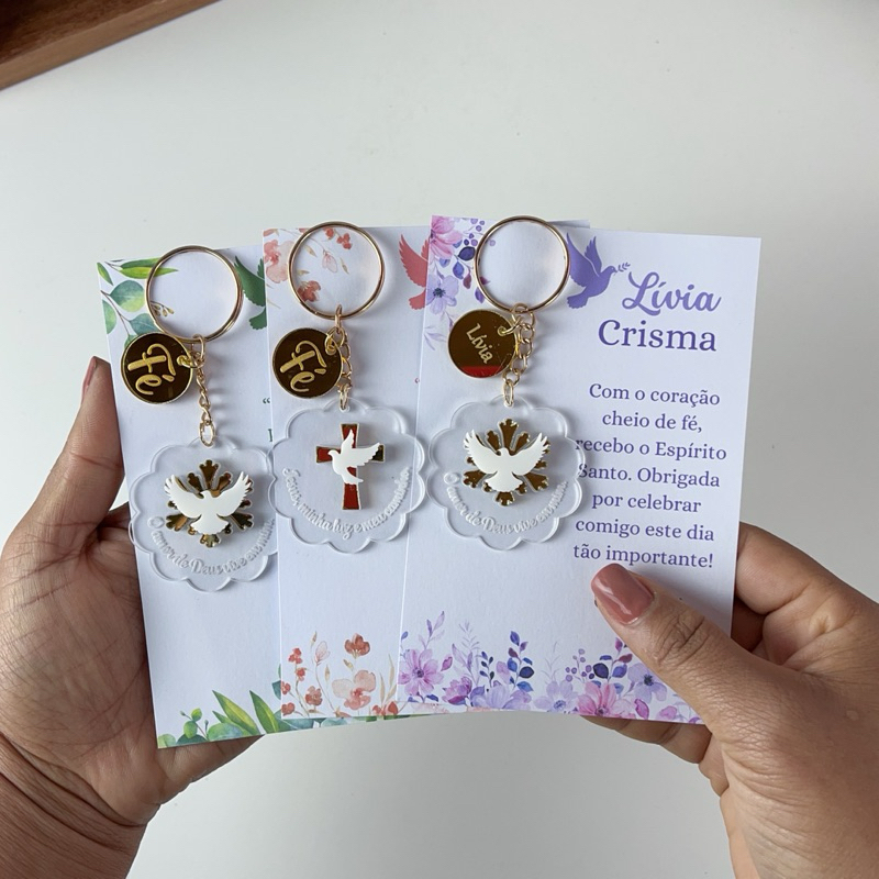Chaveiro lembrancinha Batizado/Eucaristia/crisma - chaveiro de acrílico personalizado. (kit com 10/15/20/40 unidades)