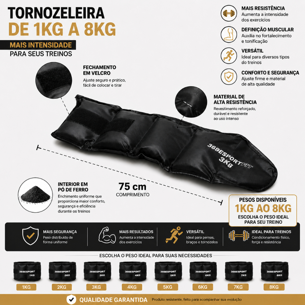 Tornozeleira de Peso 3 kg Profissional Par