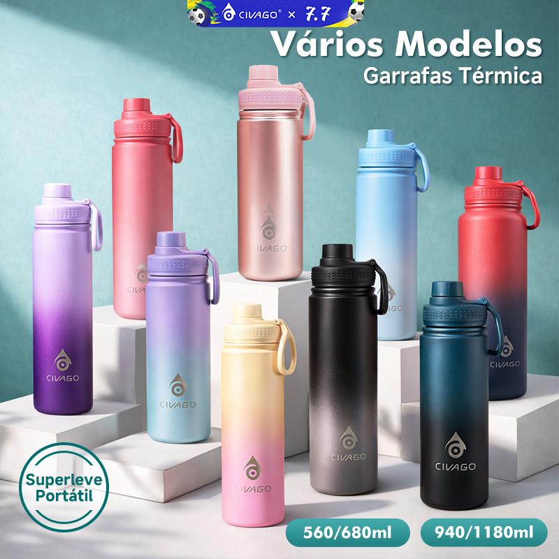 CIVAGO Garrafa Térmica 560ml-1180ml Inox com Alça Quente & Frio Com Isolamento Térmico De Grande Capacidade BPA Free