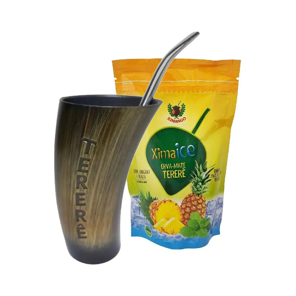 Kit Tererê - Guampa + Bomba Inox + Erva Mate Ximaice Tererê 250g — imagem 2 de 2