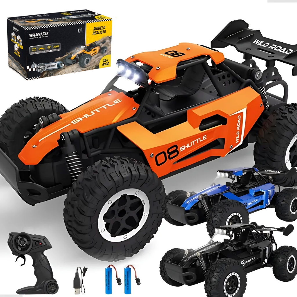 Brastoy Caminhão De Controle Remoto 2.4Ghz | 3 Cores  Brinquedo Infantil 2 baterias recarregáveis substituíveis