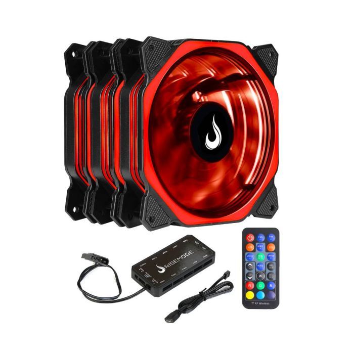 Kit C/3 Ventoinhas Rise Mode Aura RGB 120mm Preto - RM-AU-02-RGB