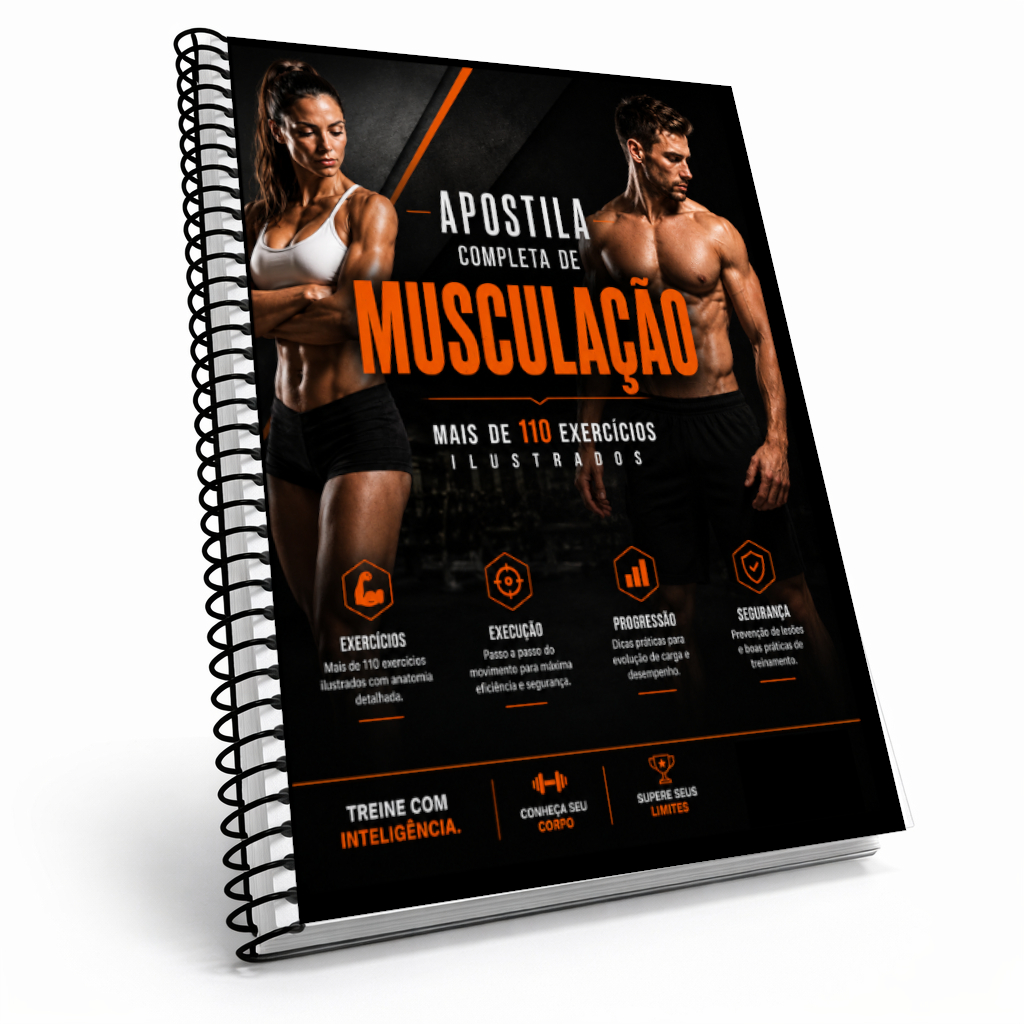 APOSTILA DE MUSCULAÇÃO A5 - COM + DE 110 EXERCÍCIOS ILUSTRADOS COM 212 PÁGINAS