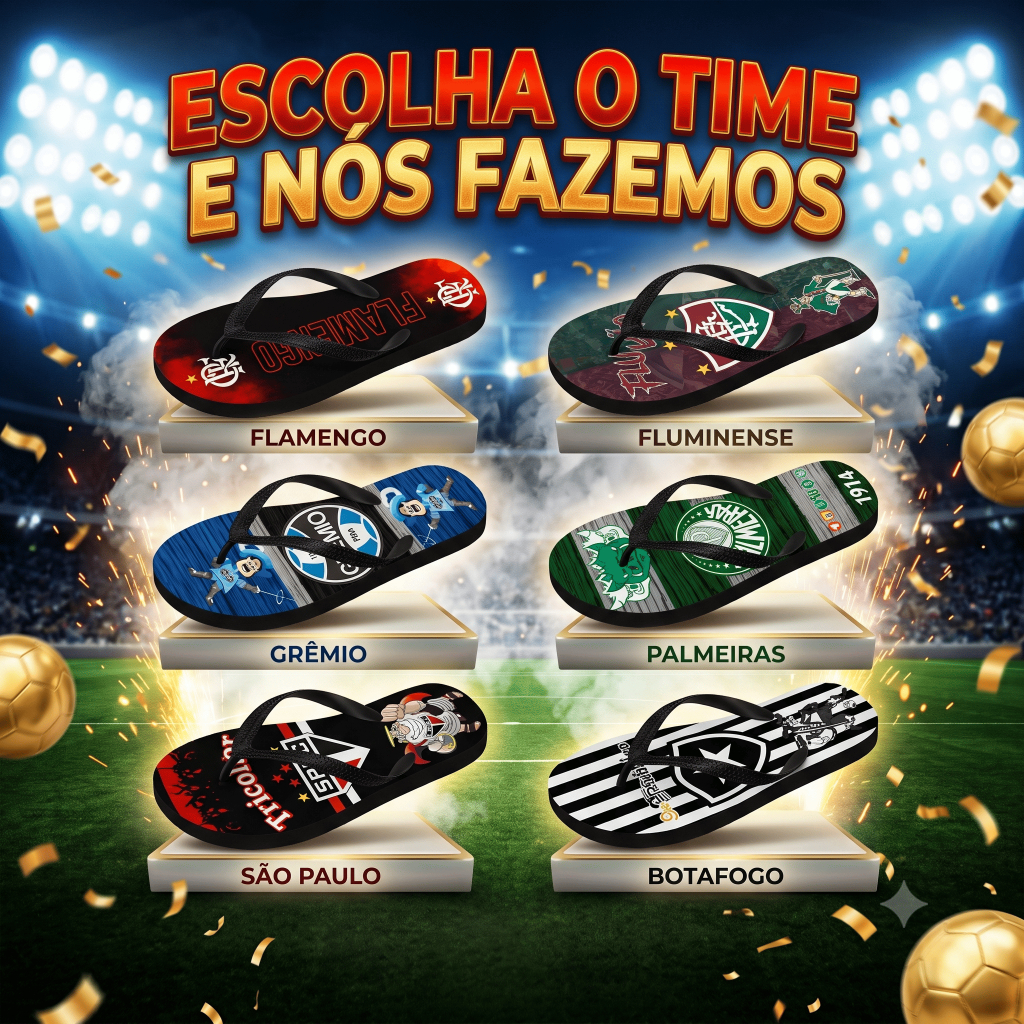 Chinelo Personalizado Time de Futebol com Nome | Envie o seu Time