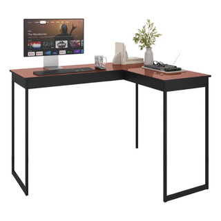 Mesa Escrivaninha Em L Mel Cobre Para Notebook Estudo Home Office Promoção