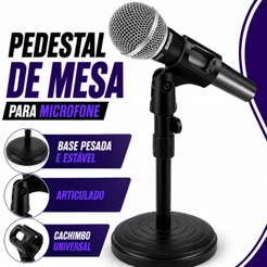 Mini Pedestal Suporte Microfone Mesa Bumbo Cajon estudio youtube radio 35cm
