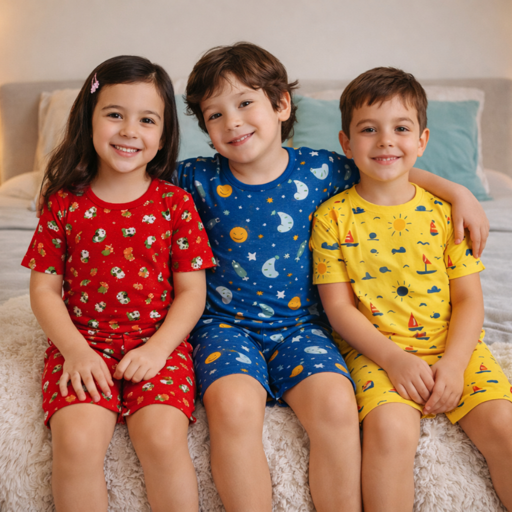Pijama Infantil Masculino Curto Conjunto Short e Blusa Estampado Divertidas De Microfibra