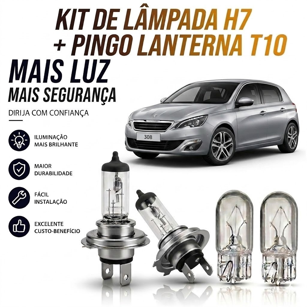 Lampada farol BAIXO + LANTERNA PEUGEOT 308 2012 ATÉ 2019