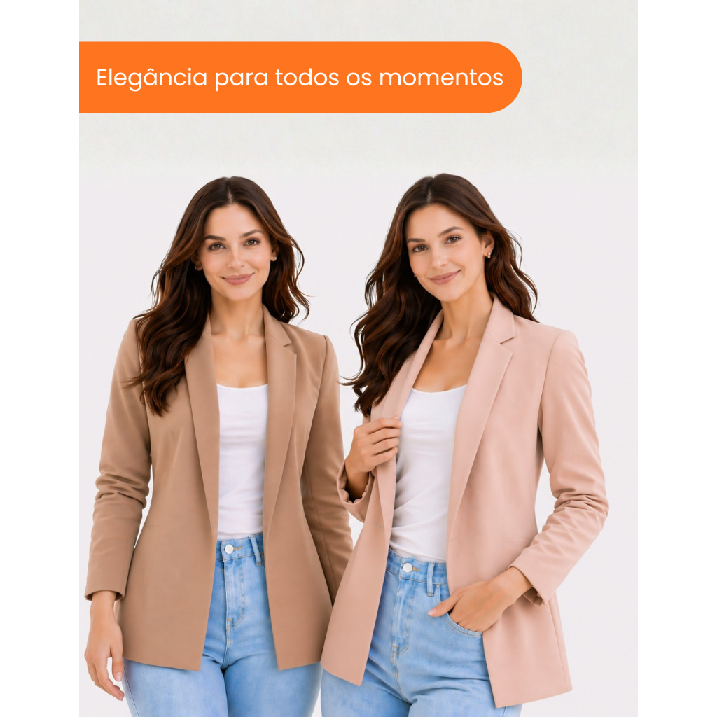 Blazer Feminino Social Elegante Alfaiataria Premium Manga Longa Casual Chic Moda