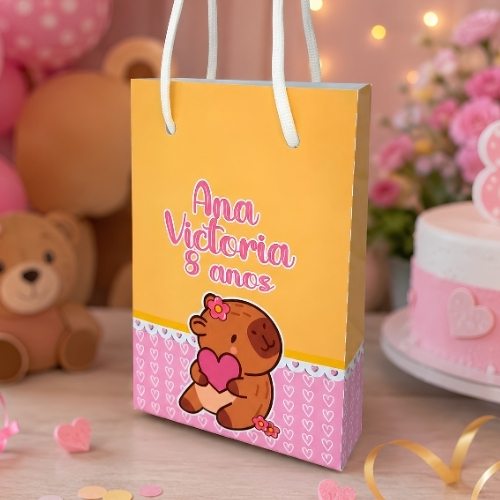 Sacolinha Personalizada Capivara Pegue e Monte para festas lembrancinhas personalizados, mimos, ENVIO RÁPIDO