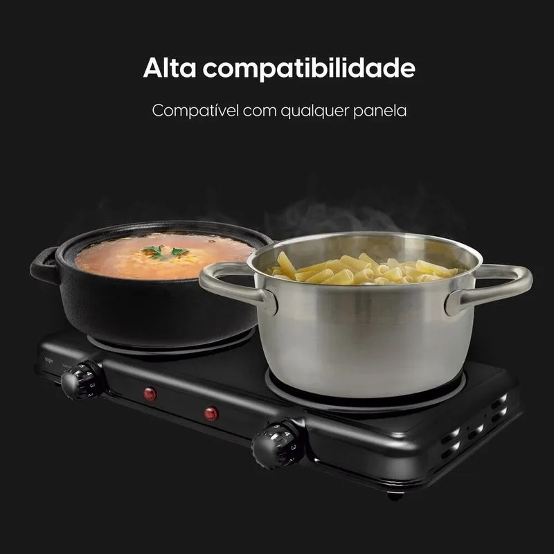 Fogão De Mesa Elétrico Elgin Double Cook 2 Bocas 2000w · foto 2