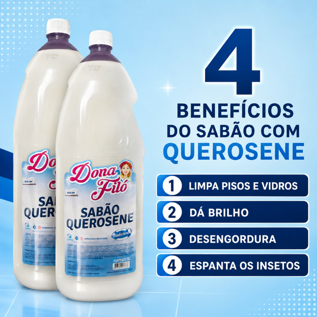 Sabão com Querosene Dona Filo 2L Ação Repelente Limpa e da Brilho