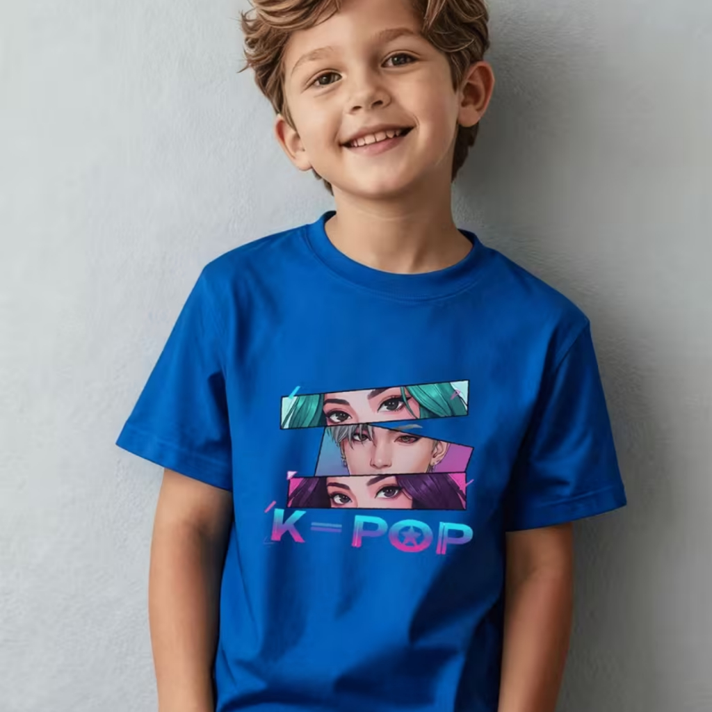 Camiseta Infantil K-Pop Guerreiras Desenho Camisa Feminina Masculina Kids Crianças Coreanas