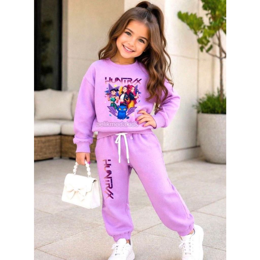 Conjunto Infantil Moletom Flanelado Blusa + Calça 4 A 10 Anos Inverno Quentinho Frio Menina Blogueirinha Anime Moda