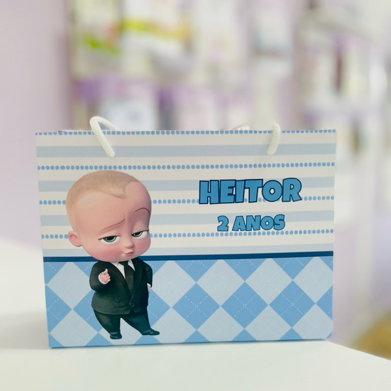 Sacolinha Personalizada Poderoso chefinho c/ nome e idade | desmontada | Lembrancinha mimo Festa Infantilj
