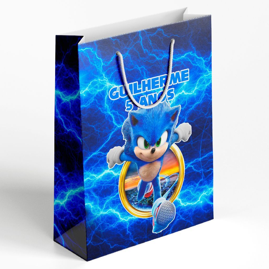sacolinha personalizada (pegue e monte)tema sonic,sacolinha lembrancinha,sacolinha infantil