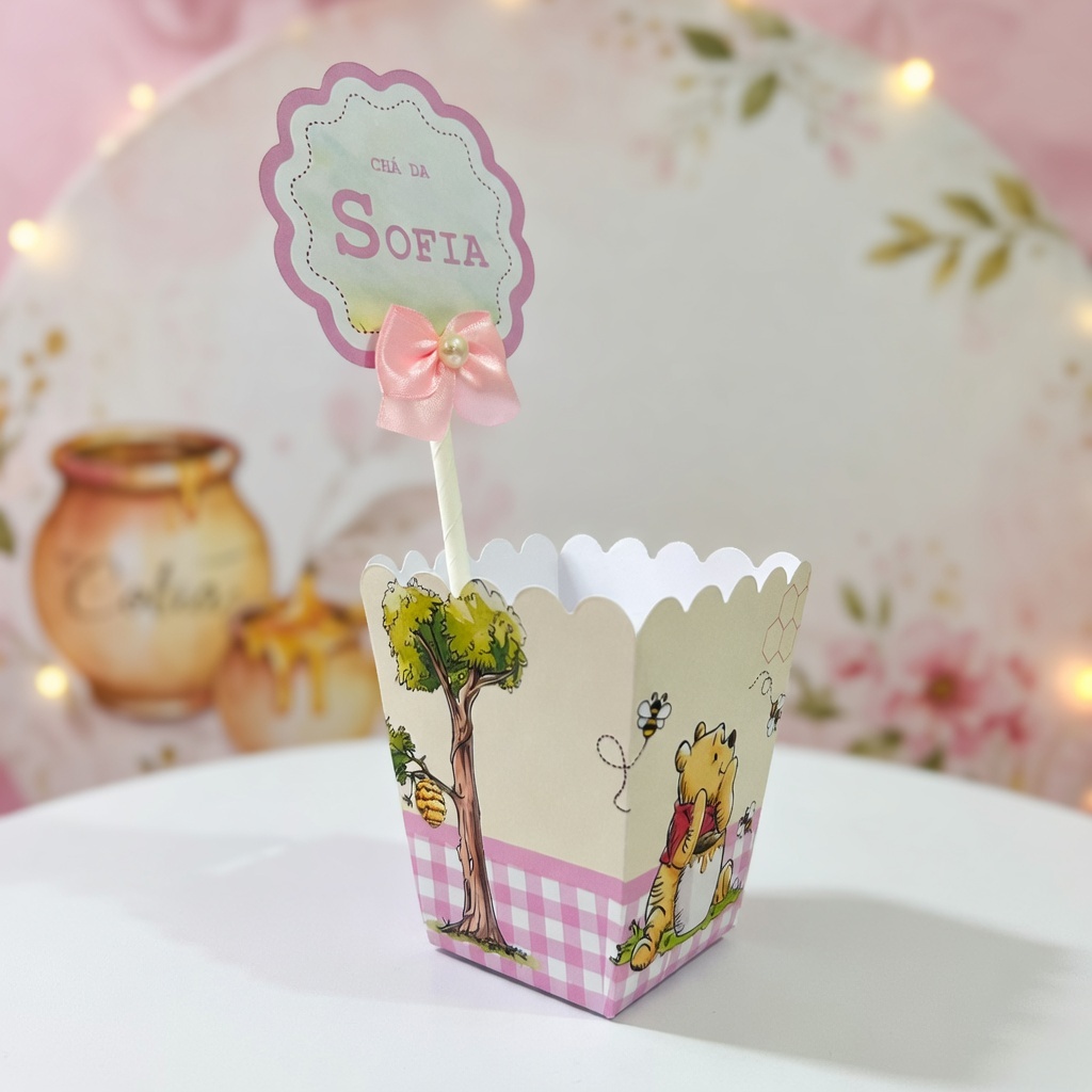Detalhes do Centro de mesa decorativo para festa, enfeite de mesa ursinho pooh cachepot personalizado