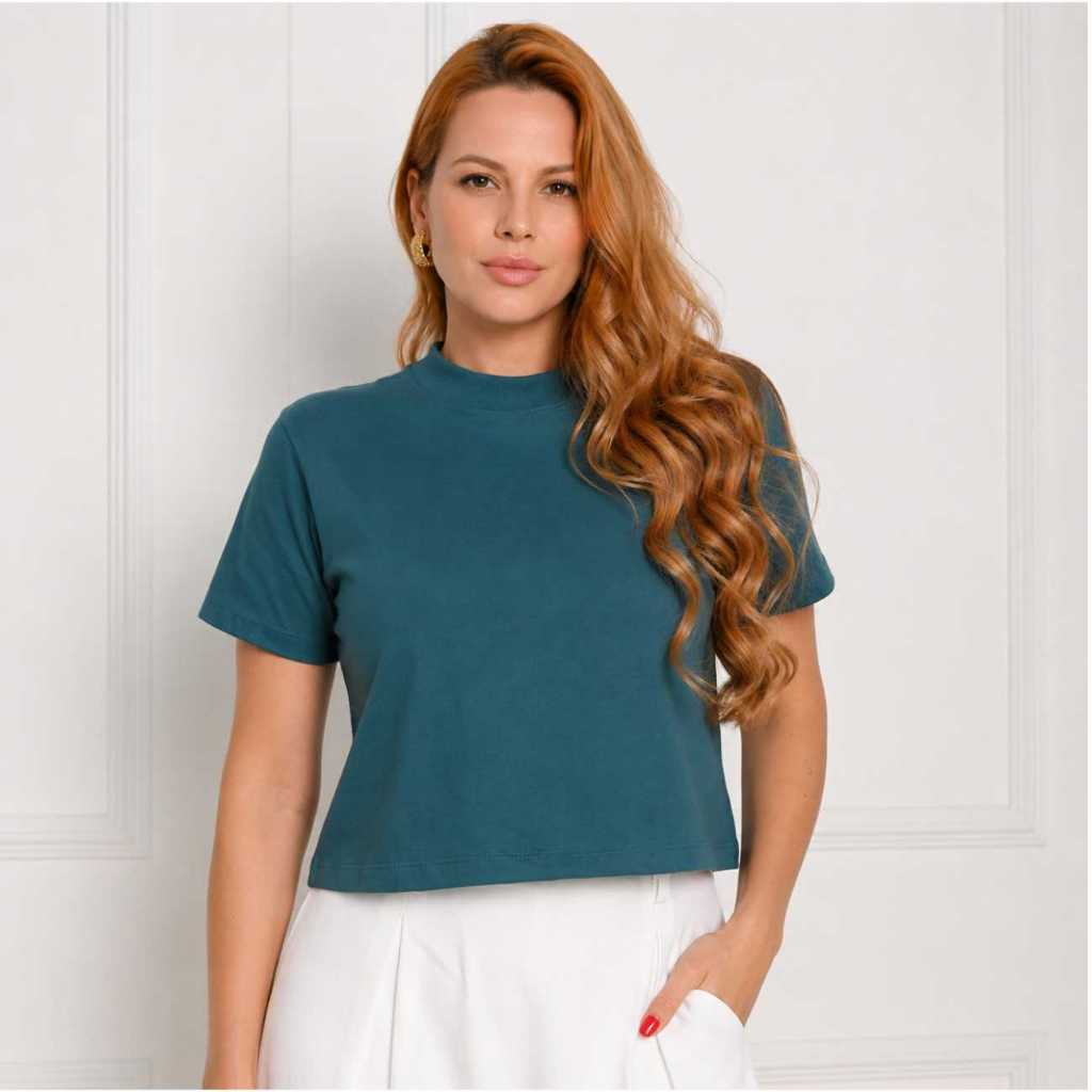 Blusinha Feminina Cropped Manga Curta Tecido 100% Algodão Confortável e Estilosa ENVIO IMEDIATO