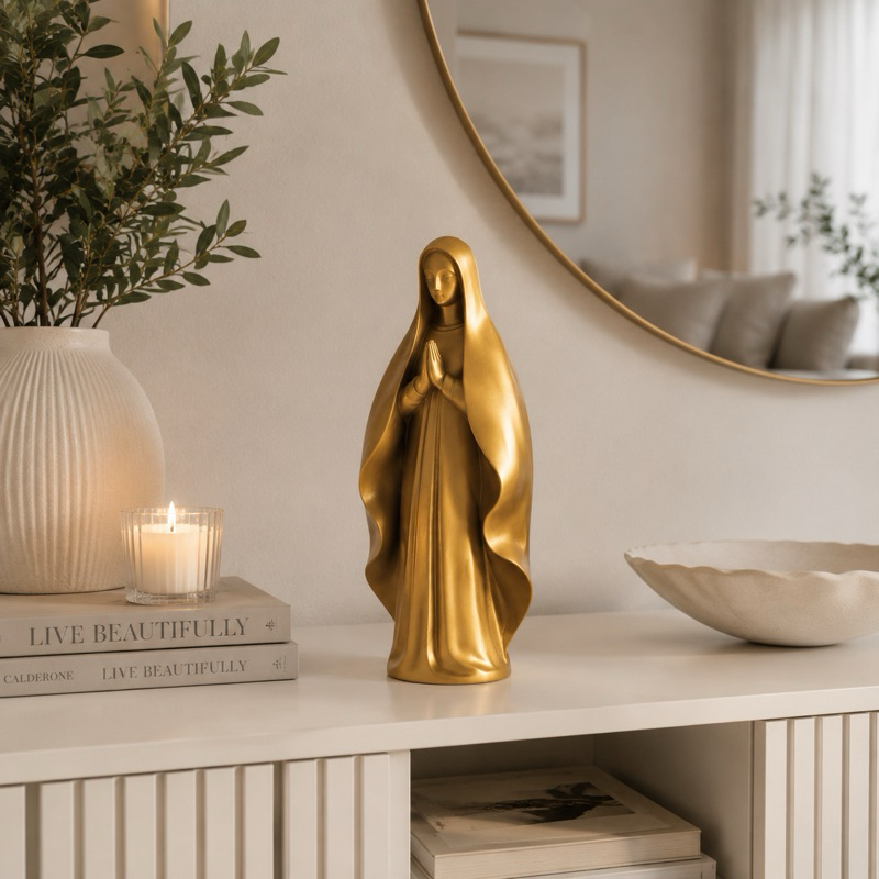 Imagem Nossa Senhora Decorativa Católica Minimalista Escultura Religiosa Para Sala Oração Presente Fé